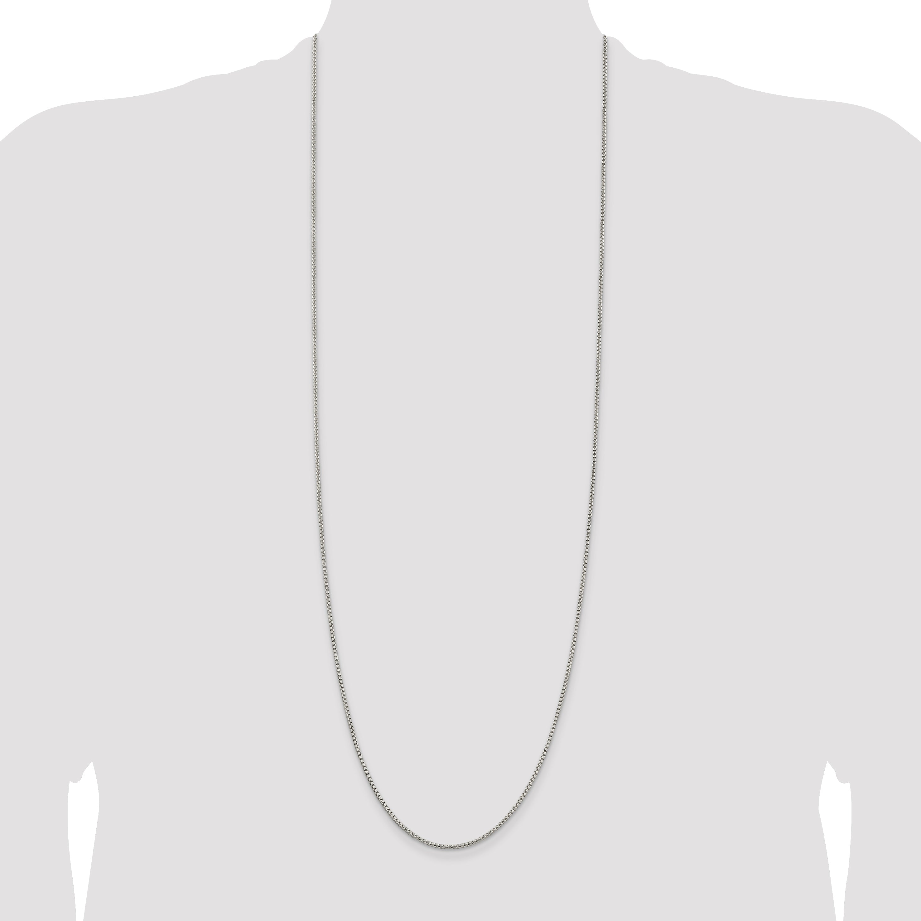 36 Inch Sterling Silver 1.75mm Round Box Chain Necklace