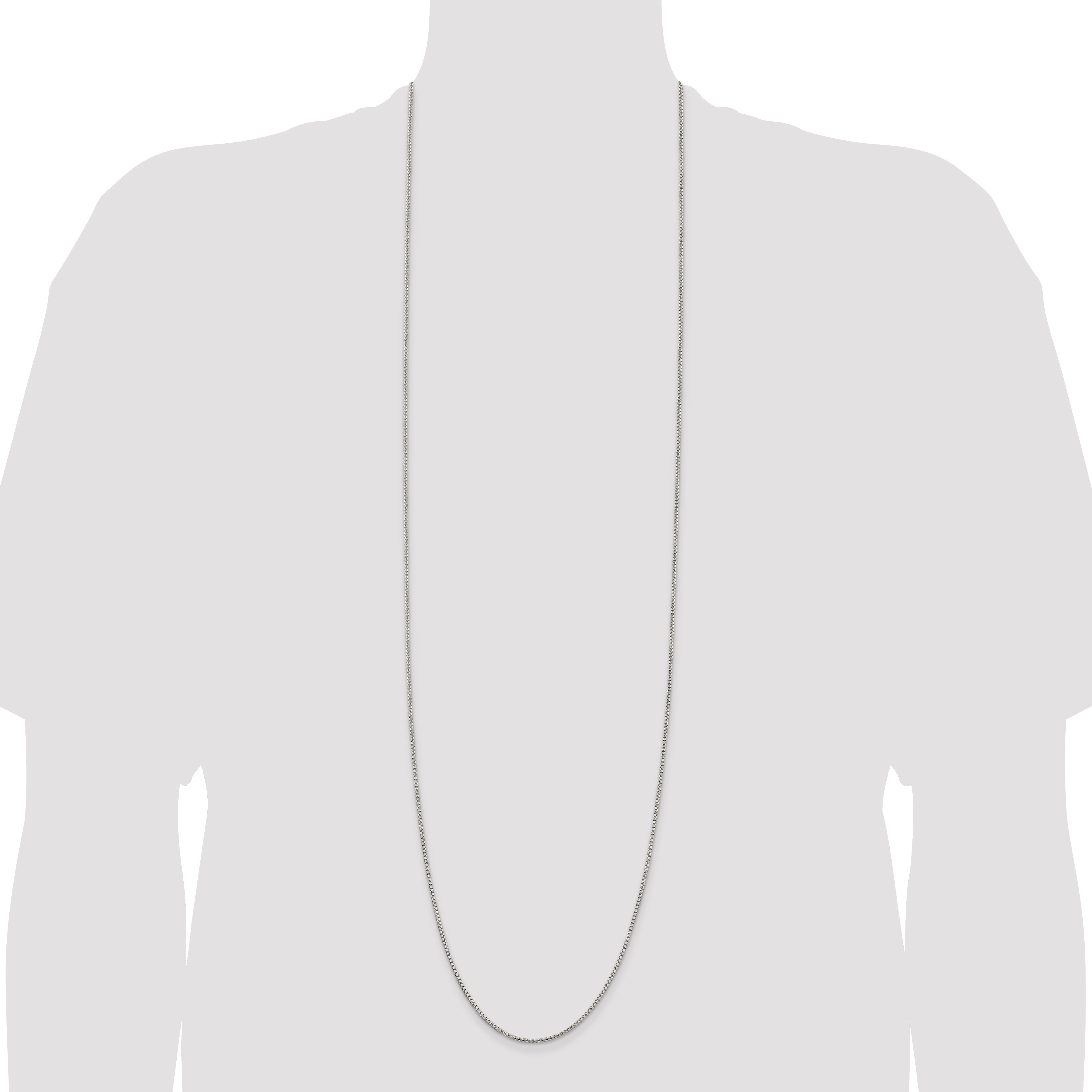 42 Inch Sterling Silver 1.75mm Round Box Chain Necklace