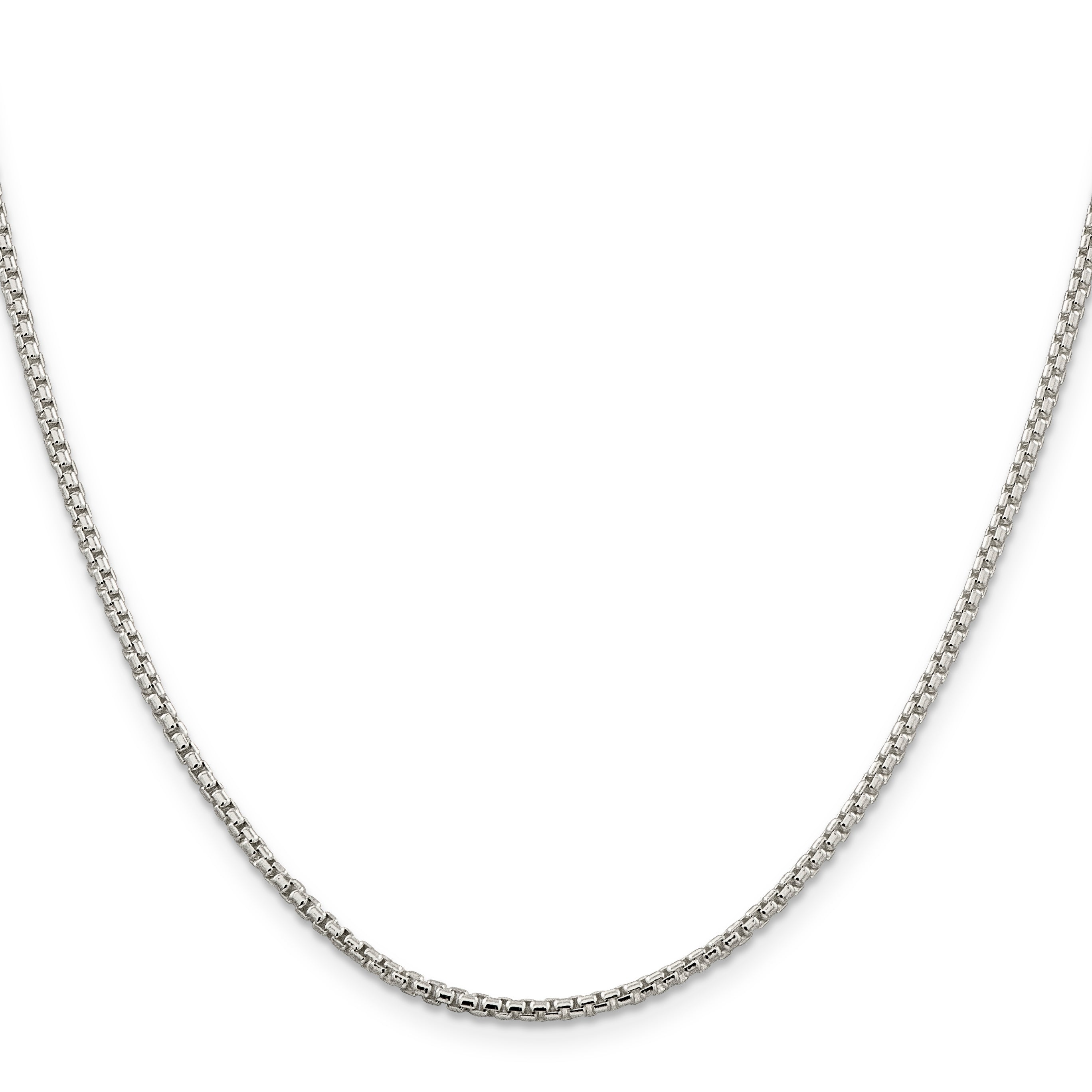 22 Inch Sterling Silver 2mm Round Box Chain Necklace