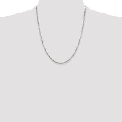 22 Inch Sterling Silver 2mm Round Box Chain Necklace