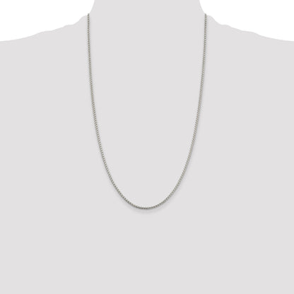 26 Inch Sterling Silver 2mm Round Box Chain Necklace