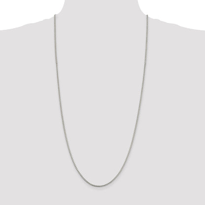 30 Inch Sterling Silver 2mm Round Box Chain Necklace