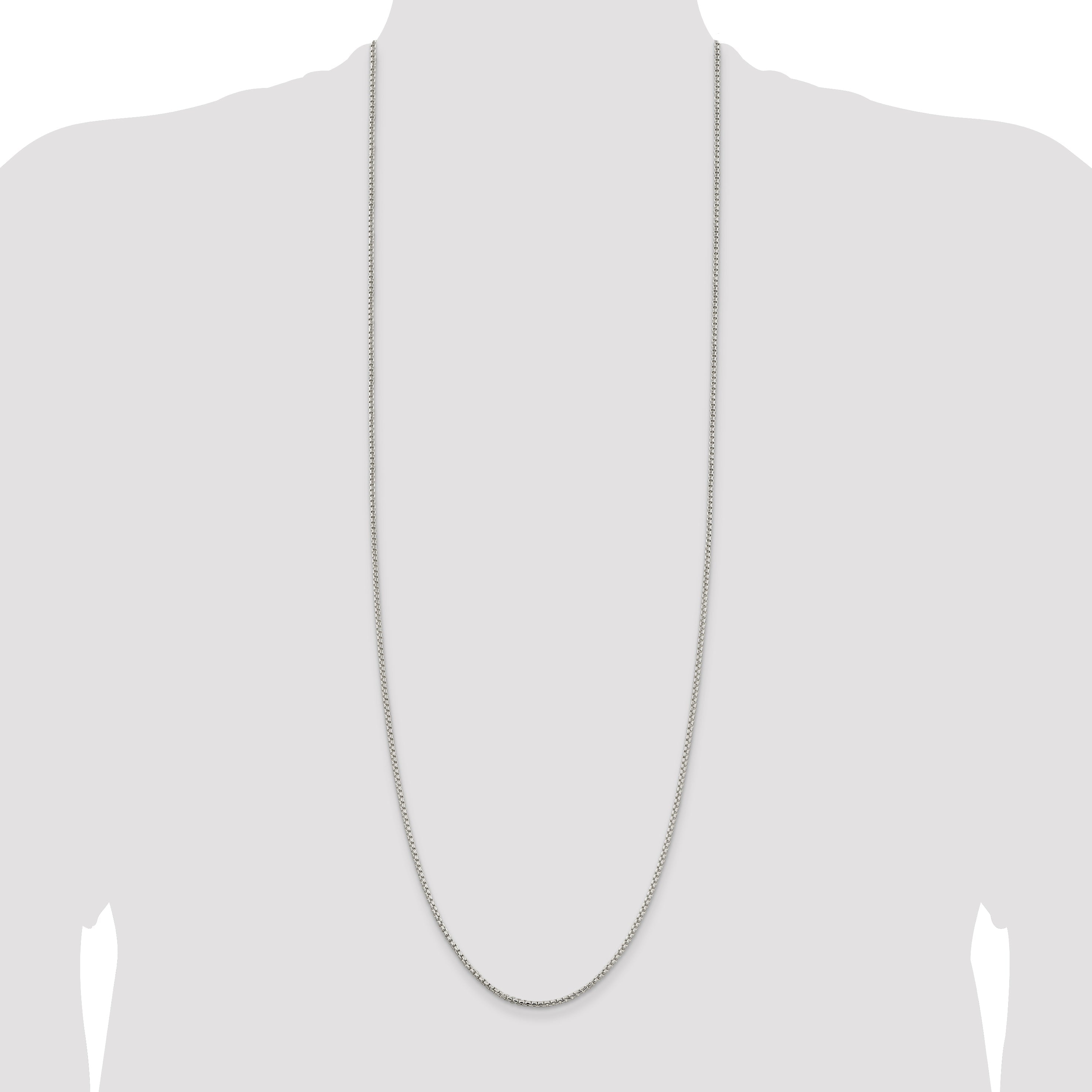 36 Inch Sterling Silver 2mm Round Box Chain Necklace