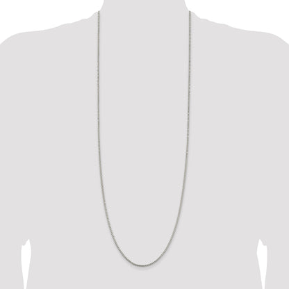 36 Inch Sterling Silver 2mm Round Box Chain Necklace
