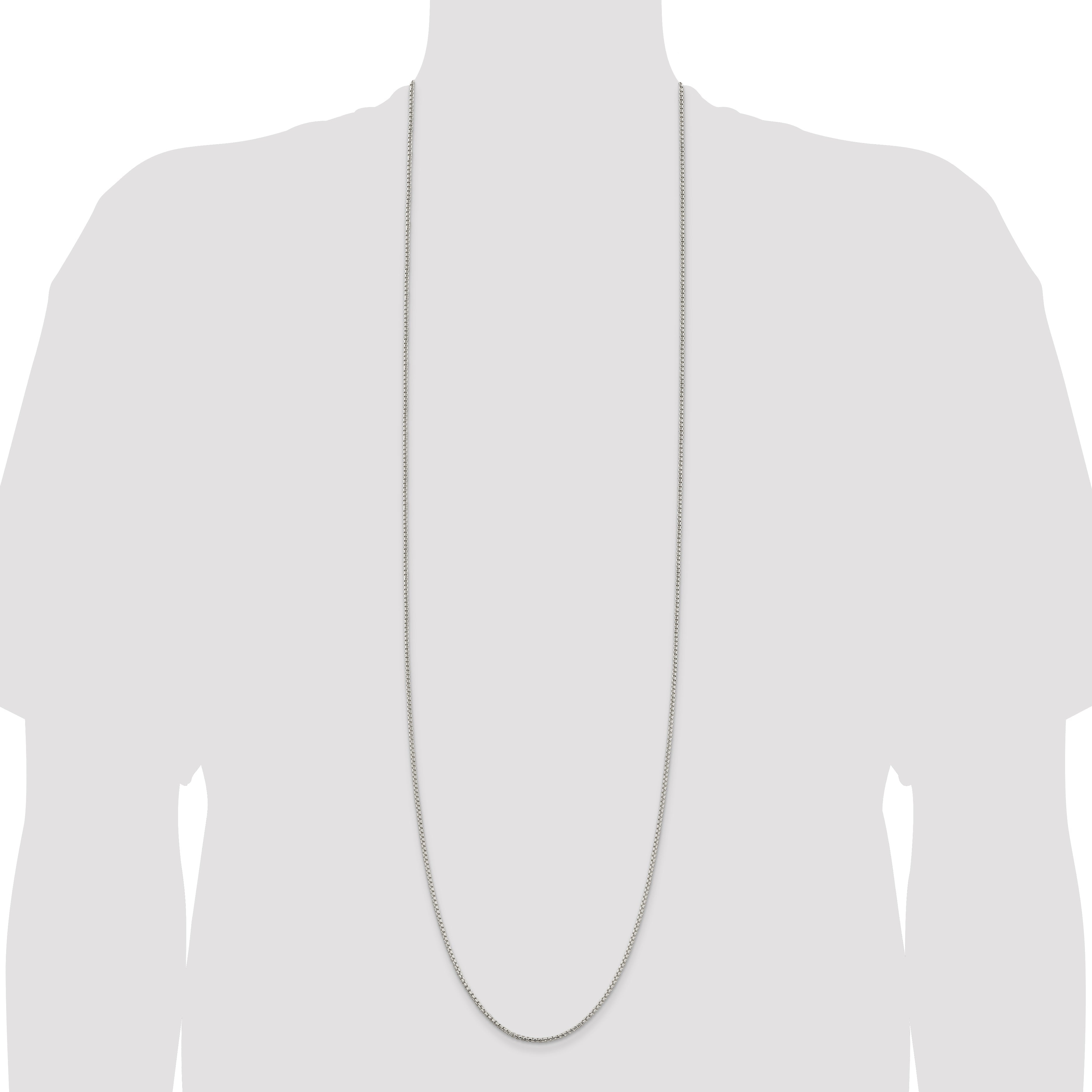 42 Inch Sterling Silver 2mm Round Box Chain Necklace