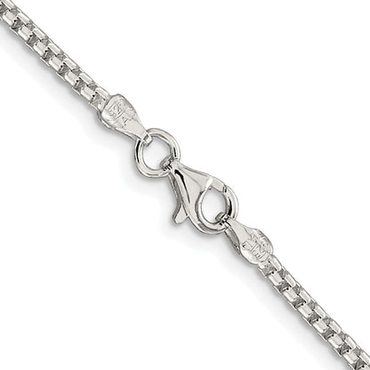Sterling Silver Rhodium-Plated 2mm Round Box Chain