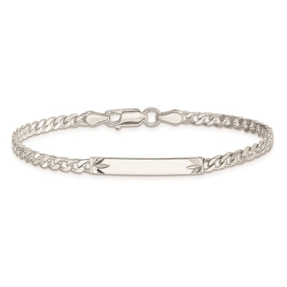 7 Inch Sterling Silver Polished Engraveable Curb Link Id Bracelet