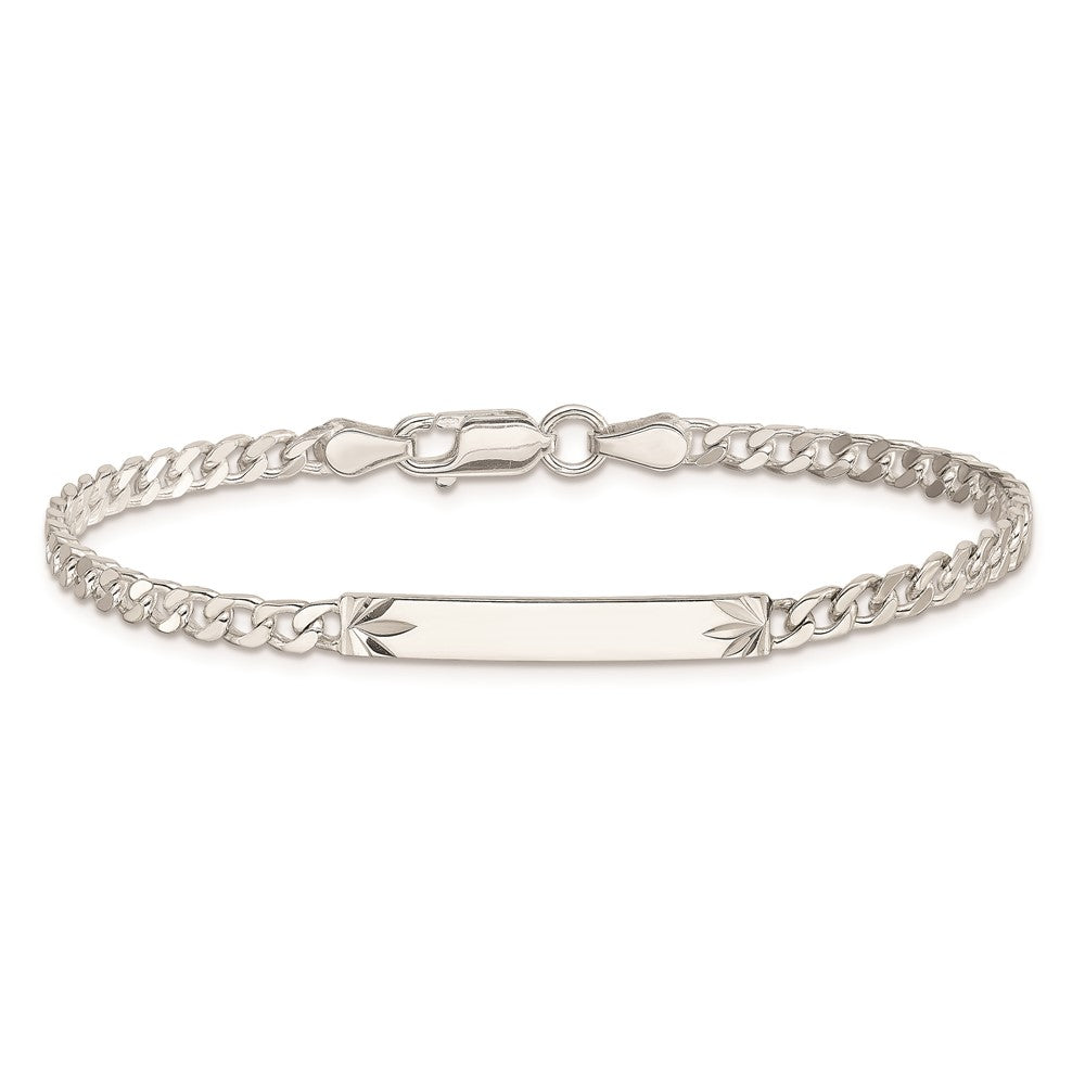 8 Inch Sterling Silver Polished Engraveable Curb Link Id Bracelet