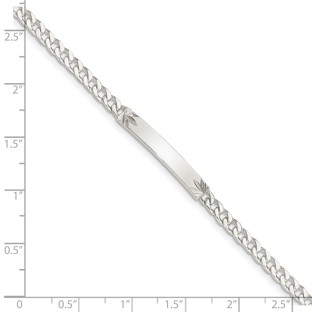 7 Inch Sterling Silver Polished Engraveable Curb Link Id Bracelet