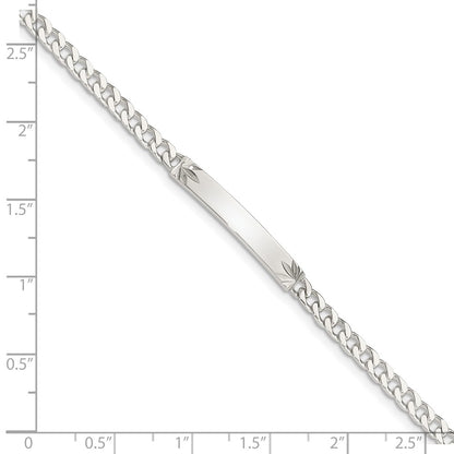 8 Inch Sterling Silver Polished Engraveable Curb Link Id Bracelet