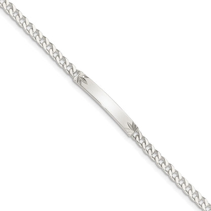 7 Inch Sterling Silver Polished Engraveable Curb Link Id Bracelet