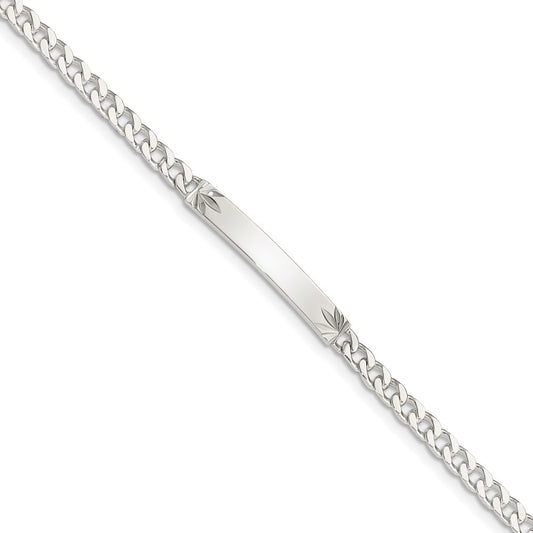 8 Inch Sterling Silver Polished Engraveable Curb Link Id Bracelet