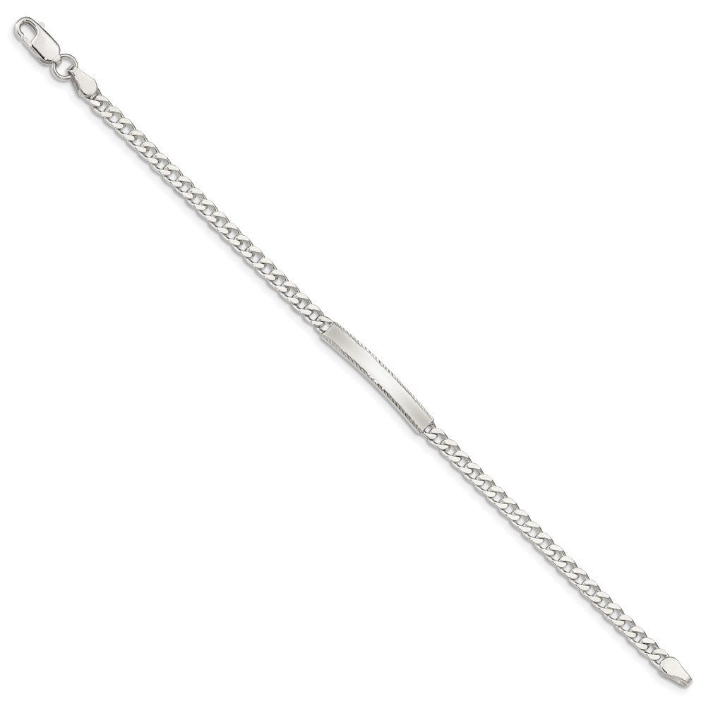 8 Inch Sterling Silver Diamond-Cut Engraveable Curb Link Id Bracelet