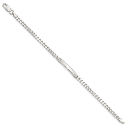 8 Inch Sterling Silver Diamond-Cut Engraveable Curb Link Id Bracelet