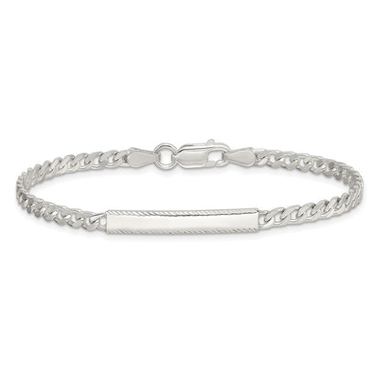 8 Inch Sterling Silver Diamond-Cut Engraveable Curb Link Id Bracelet