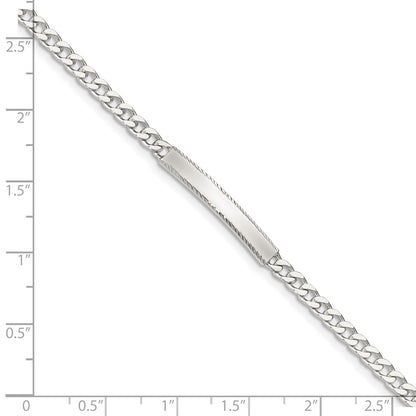7 Inch Sterling Silver Diamond-Cut Engraveable Curb Link Id Bracelet