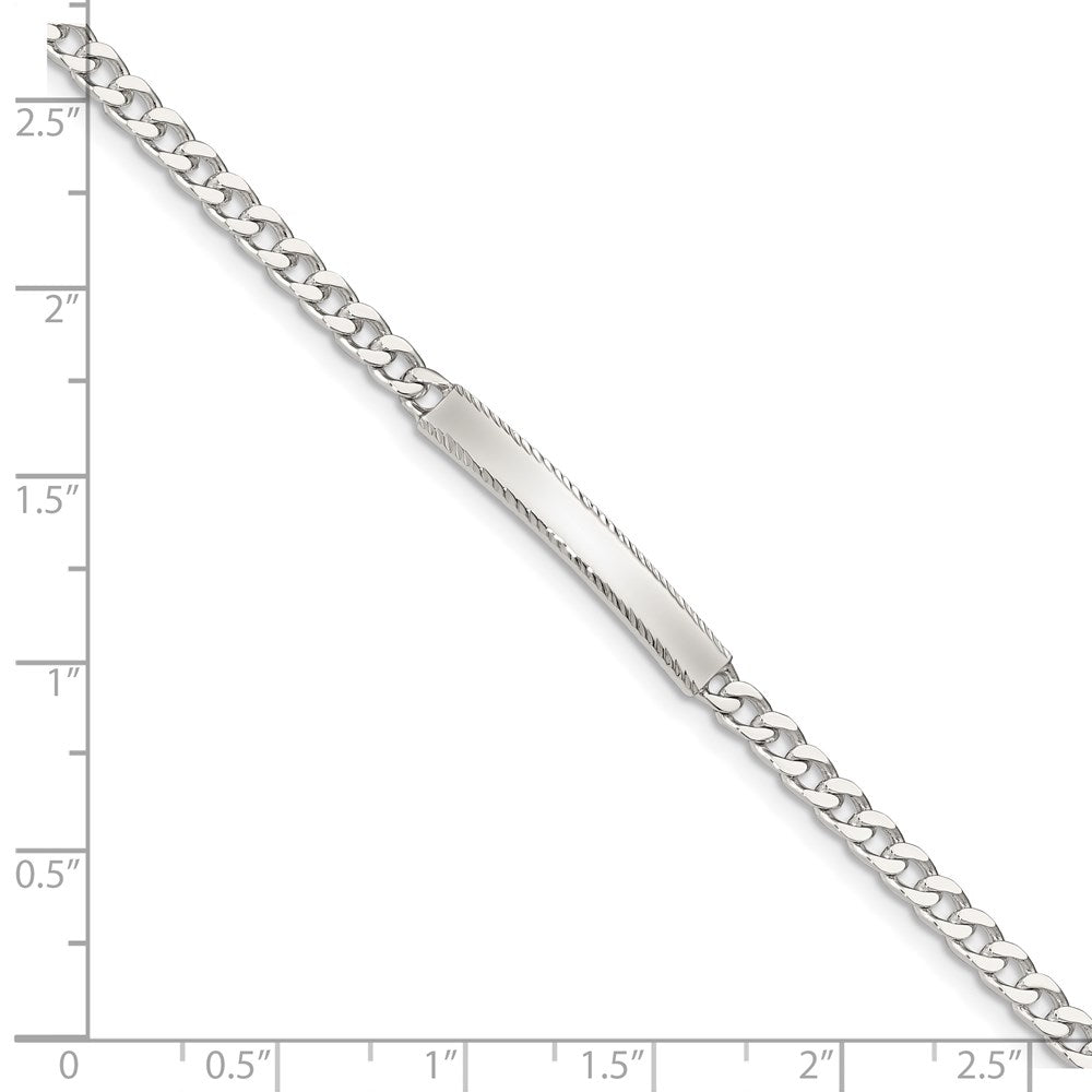 8 Inch Sterling Silver Diamond-Cut Engraveable Curb Link Id Bracelet