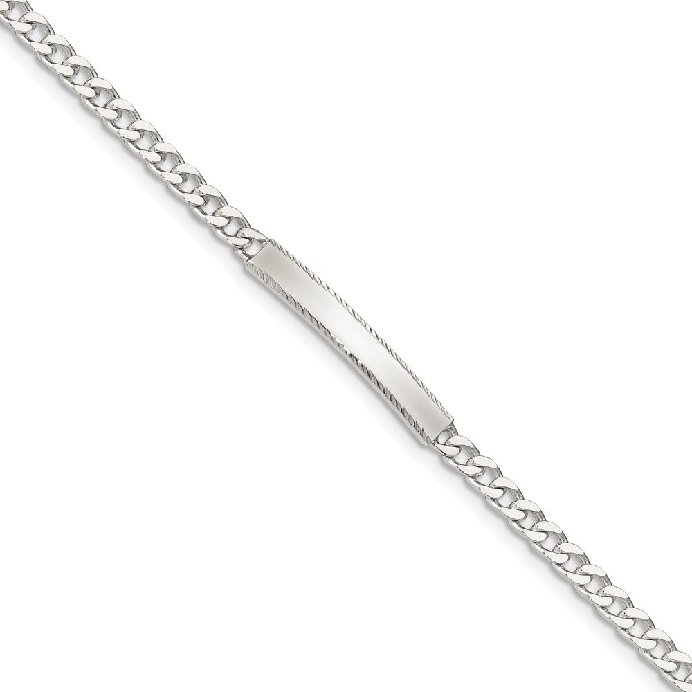 7 Inch Sterling Silver Diamond-Cut Engraveable Curb Link Id Bracelet