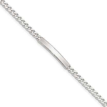 8 Inch Sterling Silver Diamond-Cut Engraveable Curb Link Id Bracelet
