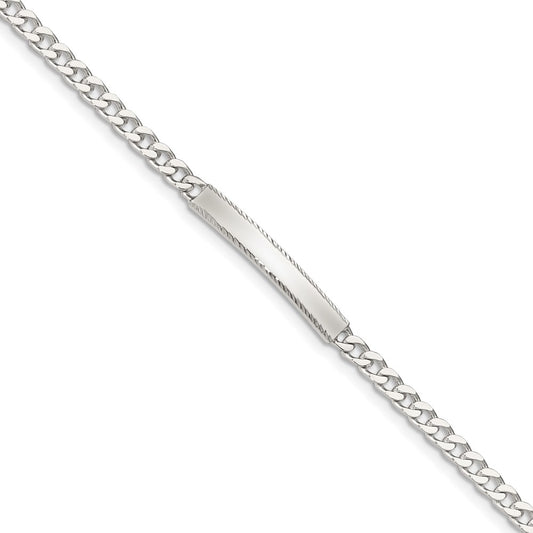 8 Inch Sterling Silver Diamond-Cut Engraveable Curb Link Id Bracelet