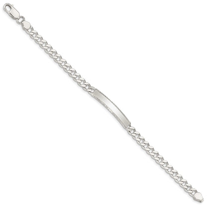 7 Inch Sterling Silver Diamond-Cut Engraveable Curb Link Id Bracelet