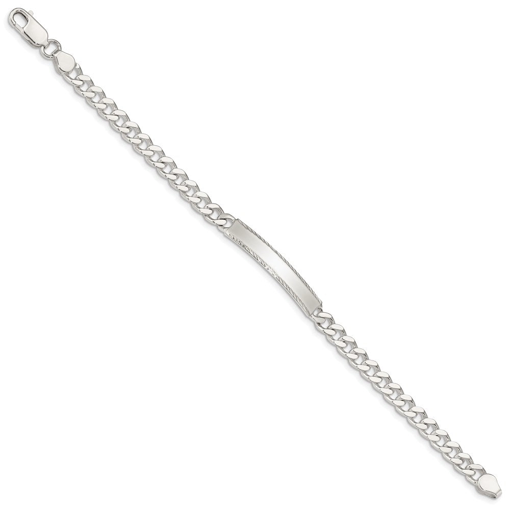 8 Inch Sterling Silver Diamond-Cut Engraveable Curb Link In Bracelet