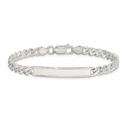 8 Inch Sterling Silver Diamond-Cut Engraveable Curb Link In Bracelet