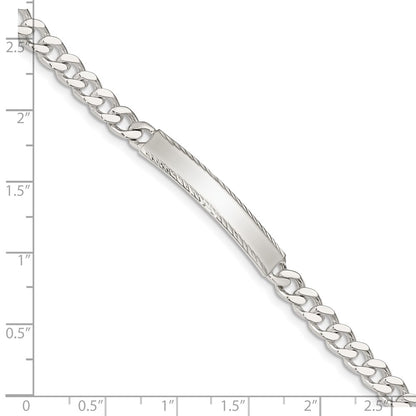 8 Inch Sterling Silver Diamond-Cut Engraveable Curb Link In Bracelet