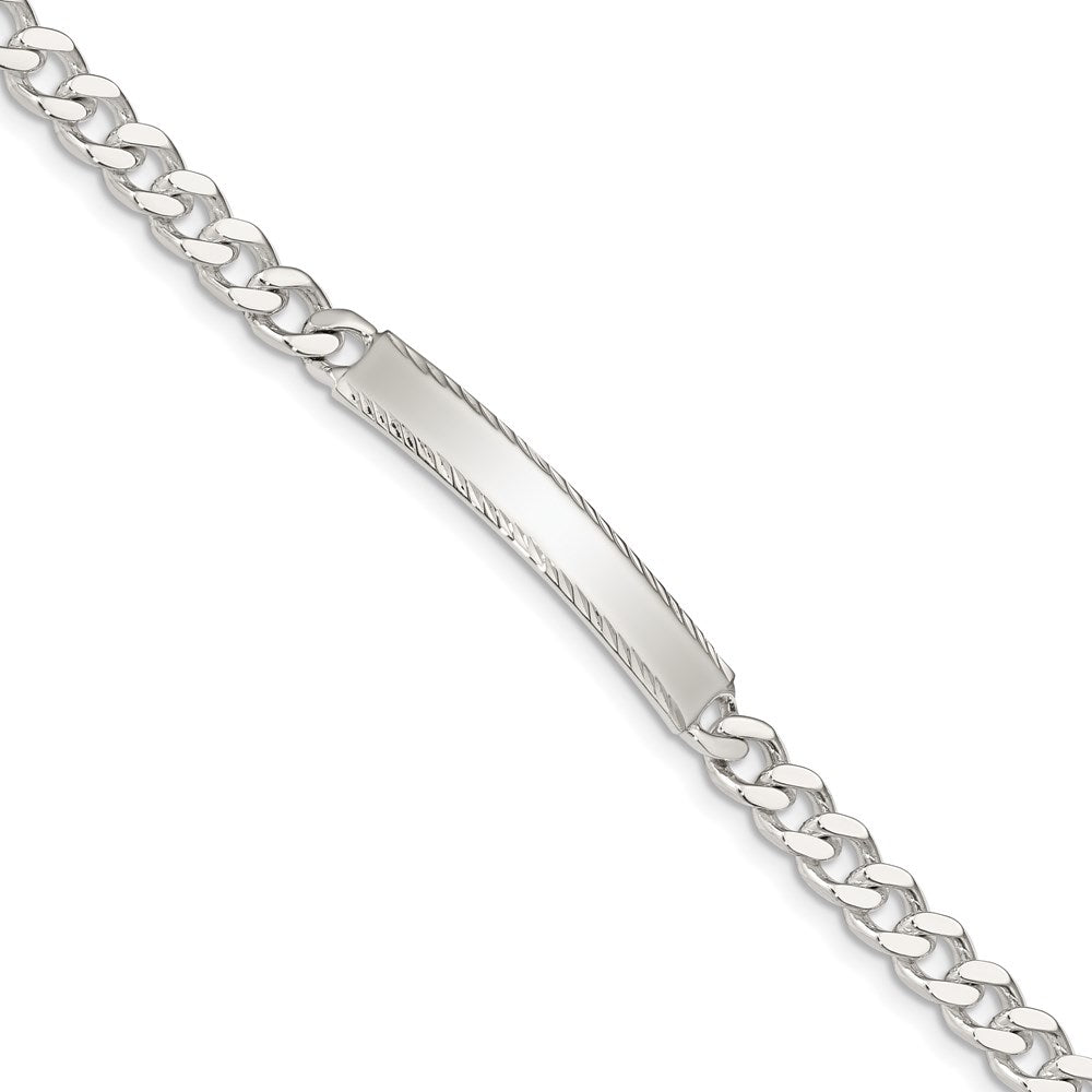 8 Inch Sterling Silver Diamond-Cut Engraveable Curb Link In Bracelet