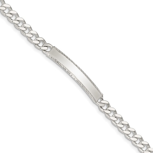 8 Inch Sterling Silver Diamond-Cut Engraveable Curb Link In Bracelet