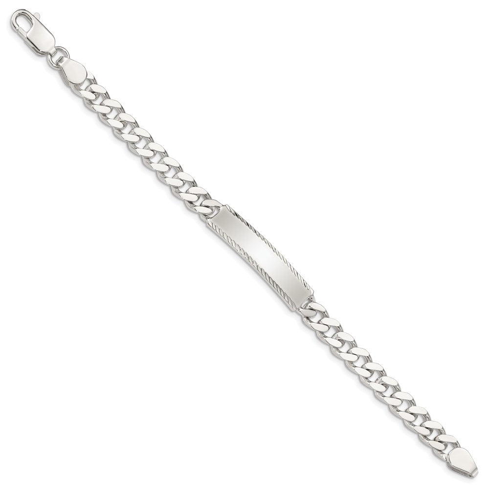8 Inch Sterling Silver Diamond-Cut Engraveable Curb Link Id Bracelet