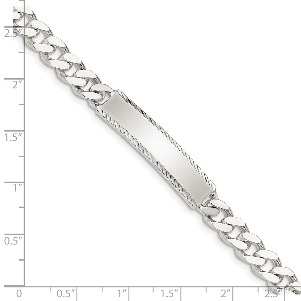 8 Inch Sterling Silver Diamond-Cut Engraveable Curb Link Id Bracelet