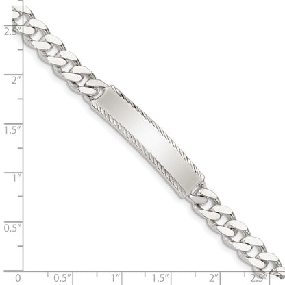 8 Inch Sterling Silver Diamond-Cut Engraveable Curb Link Id Bracelet