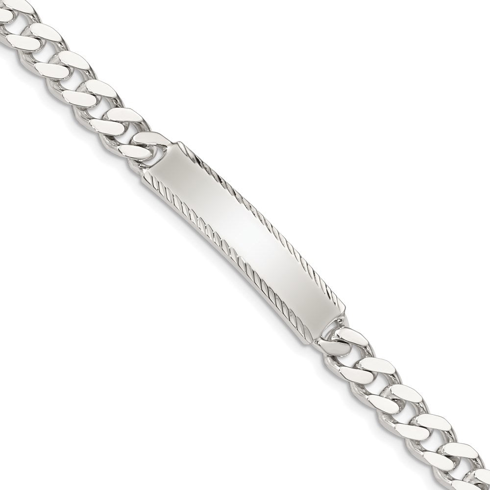 8 Inch Sterling Silver Diamond-Cut Engraveable Curb Link Id Bracelet