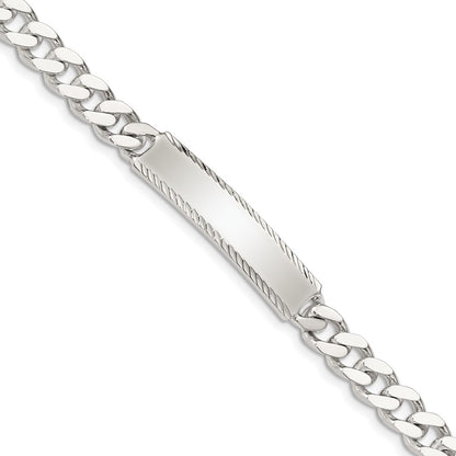 8 Inch Sterling Silver Diamond-Cut Engraveable Curb Link Id Bracelet