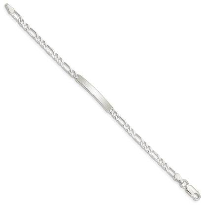 6 Inch Sterling Silver Engraveable In. Figaro Link Id Bracelet