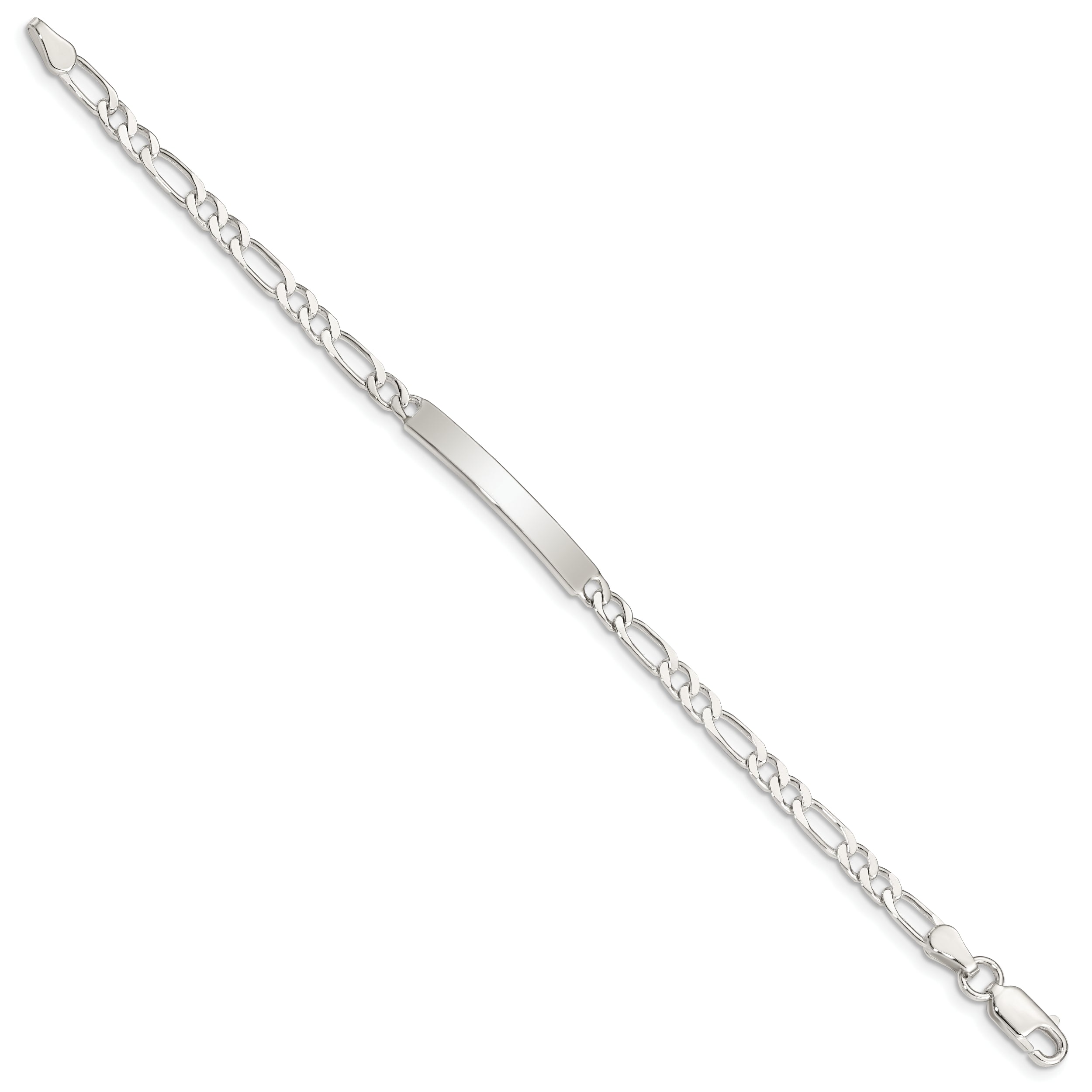 7 Inch Sterling Silver Engraveable In. Figaro Link Id Bracelet
