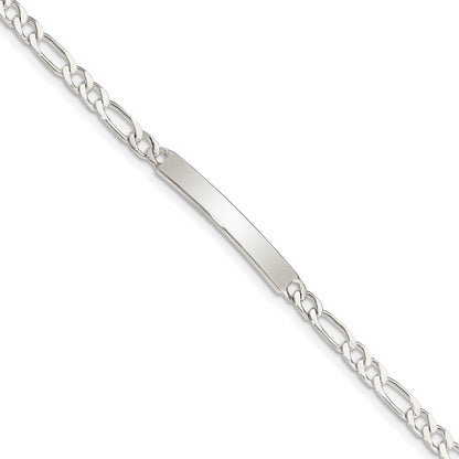6 Inch Sterling Silver Engraveable In. Figaro Link Id Bracelet