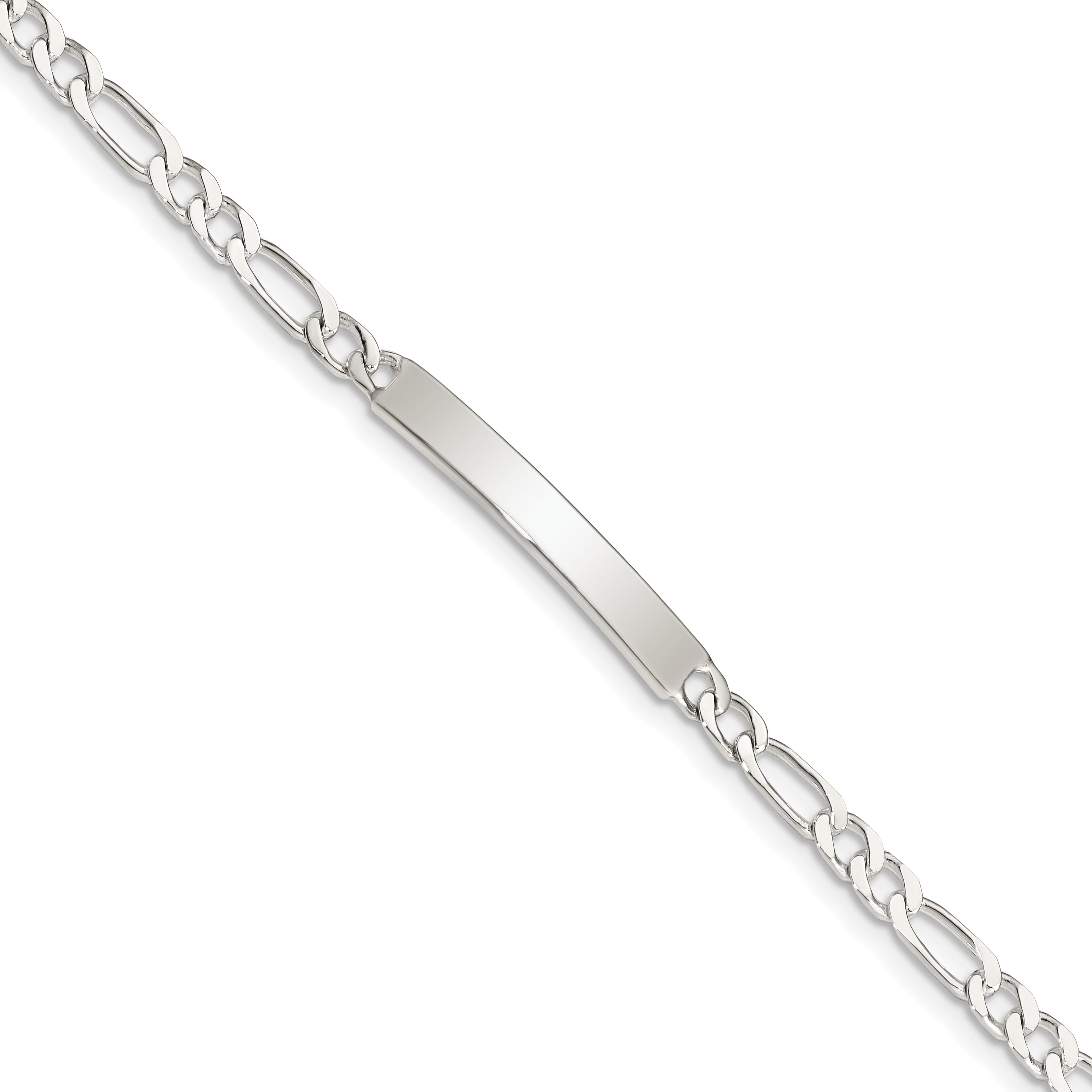 7 Inch Sterling Silver Engraveable In. Figaro Link Id Bracelet