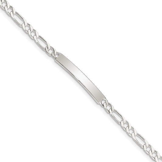 7 Inch Sterling Silver Engraveable In. Figaro Link Id Bracelet