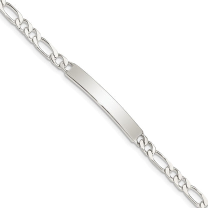8 Inch Sterling Silver 8Inch Polished Engraveable Figaro Link Id Bracelet