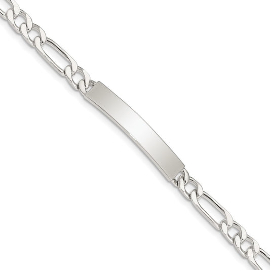 8 Inch Sterling Silver 8Inch Polished Engraveable Figaro Link Id Bracelet
