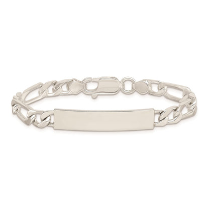 8 Inch Sterling Silver 8Inch Polished Engraveable Figaro Link Id Bracelet