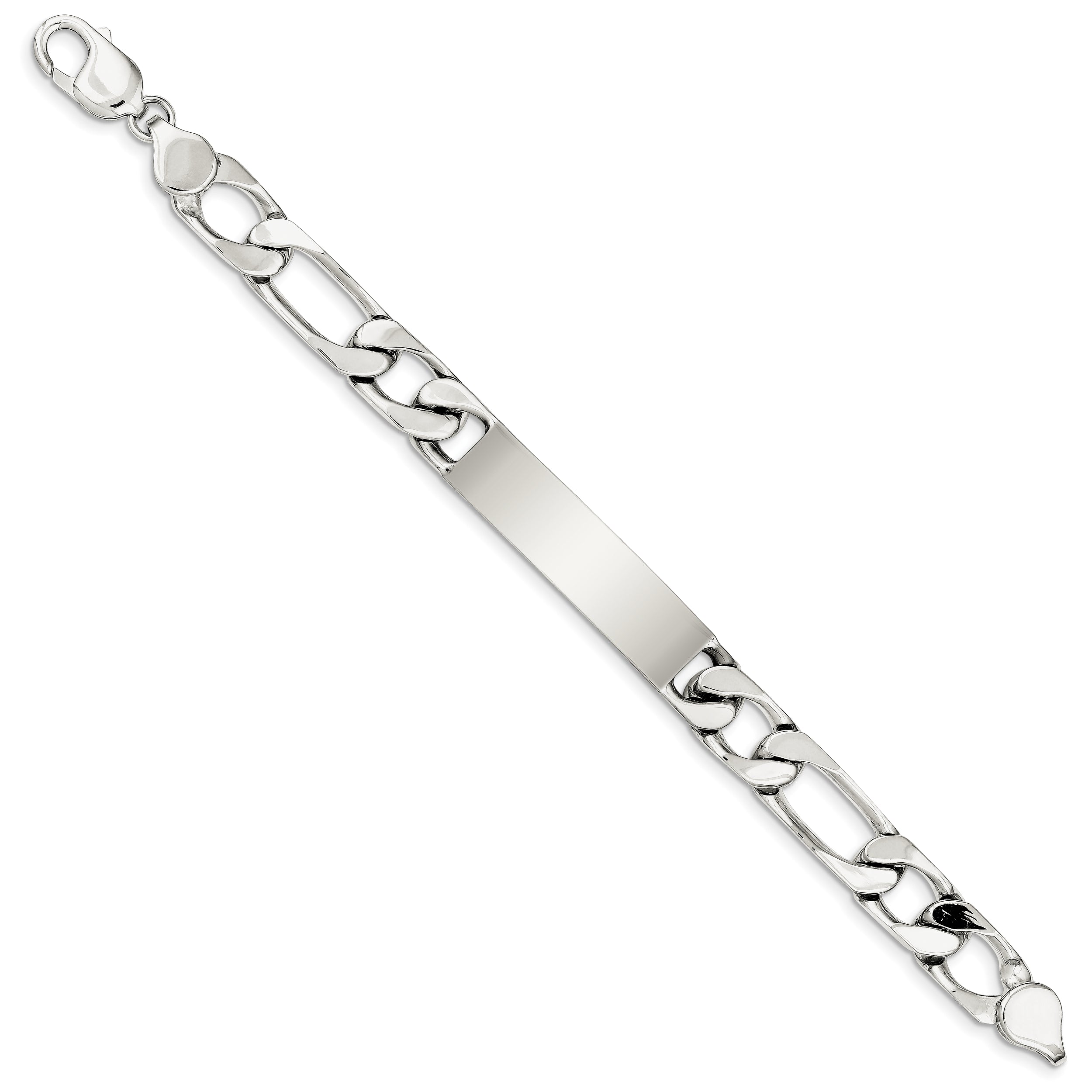 Sterling Silver 8.5 Inch Polished Engraveable Figaro Link Id Bracelet