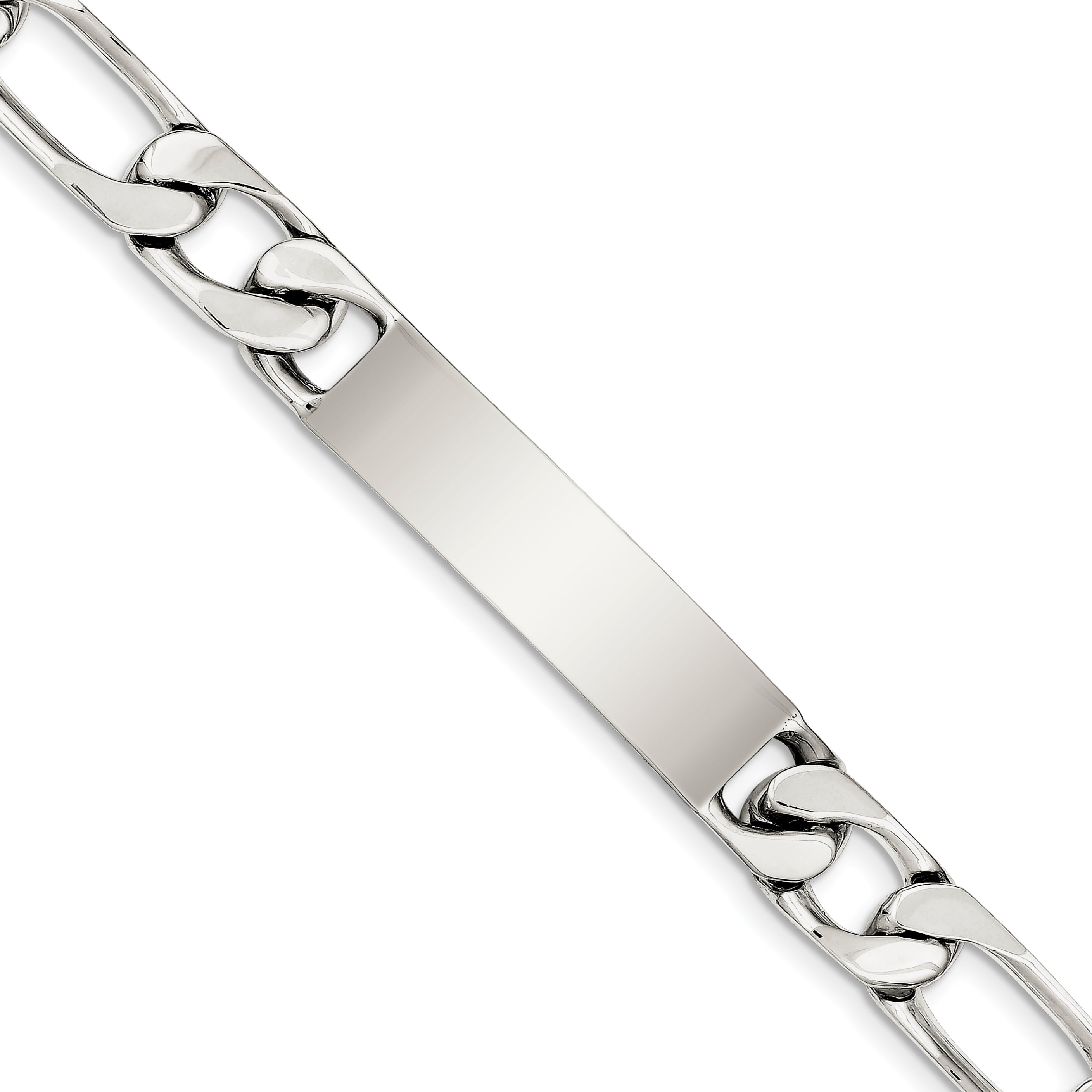 Sterling Silver 8.5 Inch Polished Engraveable Figaro Link Id Bracelet