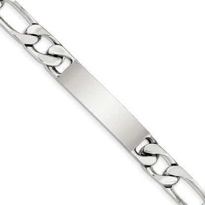 Sterling Silver 8.5 Inch Polished Engraveable Figaro Link Id Bracelet