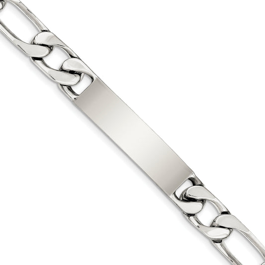 Sterling Silver 8.5 Inch Polished Engraveable Figaro Link Id Bracelet