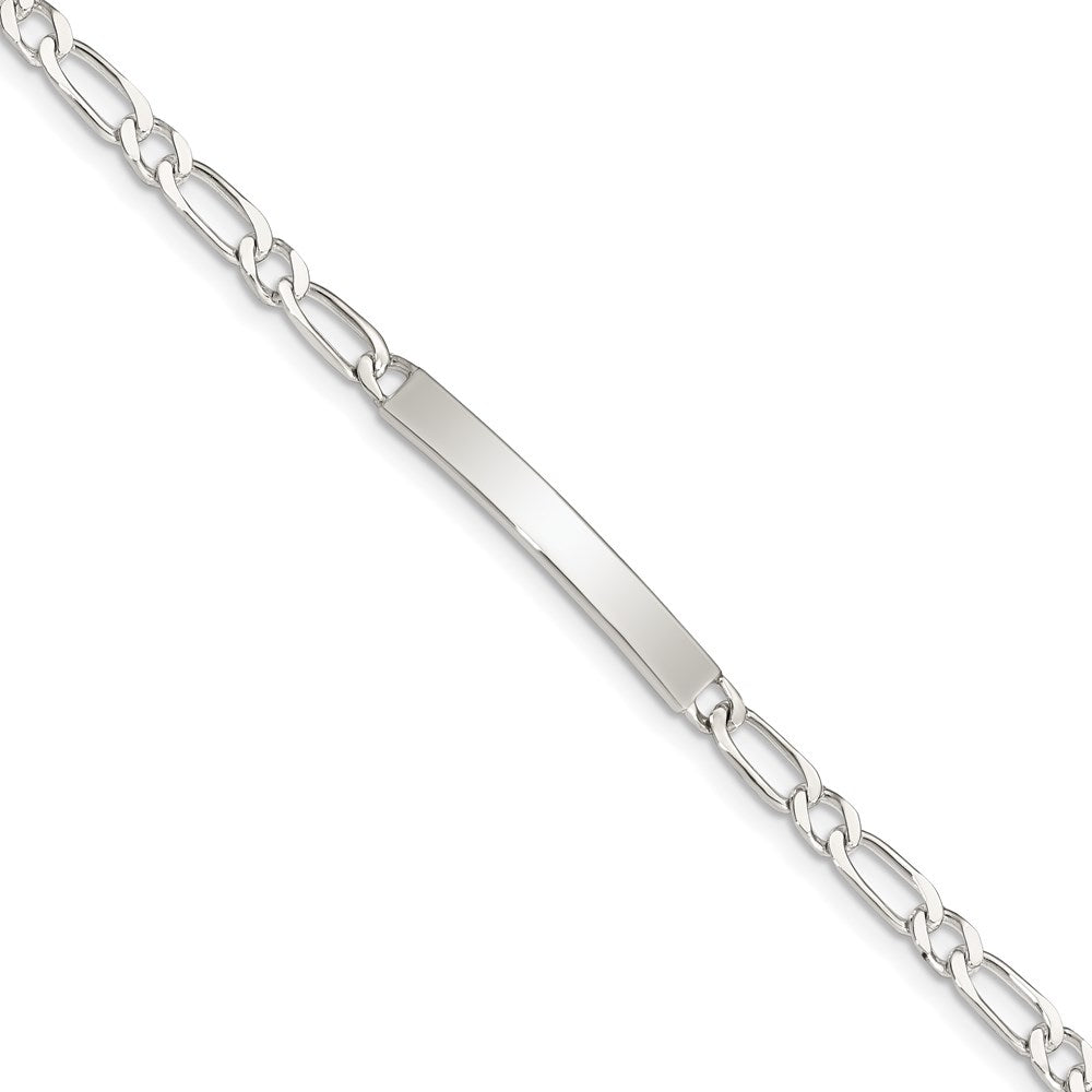 7 Inch Sterling Silver 7Inch Polished Engraveable 1 Figaro Link Id Bracelet