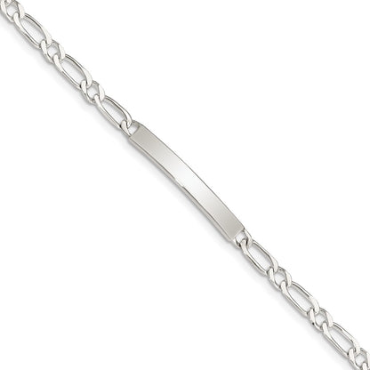 7 Inch Sterling Silver 7Inch Polished Engraveable 1 Figaro Link Id Bracelet