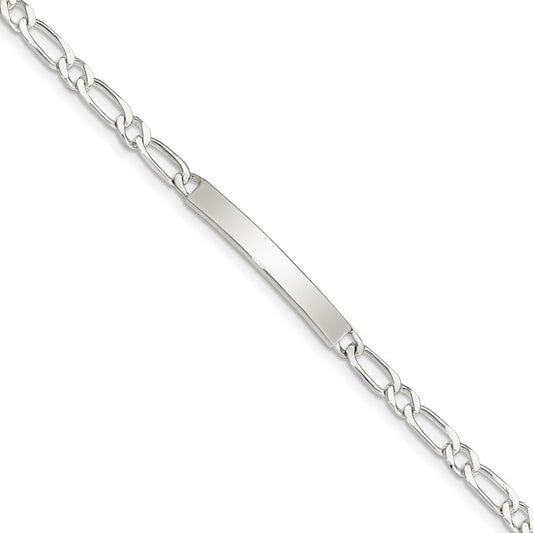 7 Inch Sterling Silver 7Inch Polished Engraveable 1 Figaro Link Id Bracelet